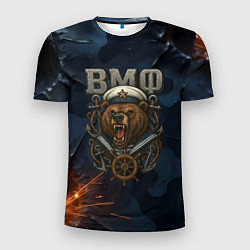 Футболка спортивная мужская ВМФ агрессивный медведь, цвет: 3D-принт
