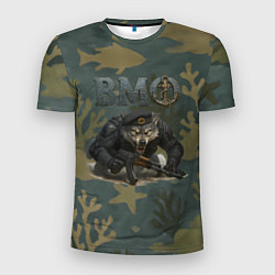 Футболка спортивная мужская ВМФ волк пехотинец, цвет: 3D-принт