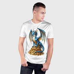 Футболка спортивная мужская Синий дракон на куче золотых монет, цвет: 3D-принт — фото 2