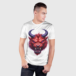 Футболка спортивная мужская Голова злого красного существа с фиолетовыми глаза, цвет: 3D-принт — фото 2