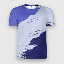 Футболка спортивная мужская Сине-голубые неравномерные полосы, цвет: 3D-принт
