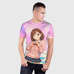 Футболка спортивная мужская Сиратори Айра делает сердечко руками - Дандадан, цвет: 3D-принт — фото 2