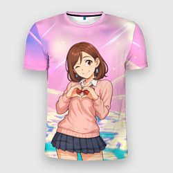 Мужская спорт-футболка Сиратори Айра делает сердечко руками - Дандадан