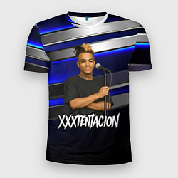 Футболка спортивная мужская XXXTentacion с микрофоном довольный, цвет: 3D-принт