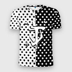 Мужская спорт-футболка Doom точки черно белые