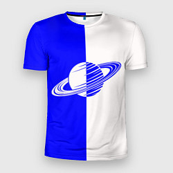 Мужская спорт-футболка Сатурн сине-белый