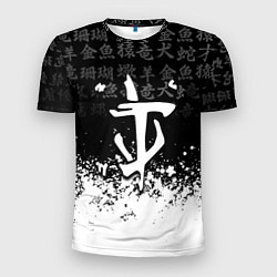 Футболка спортивная мужская Doom японские символы краски, цвет: 3D-принт