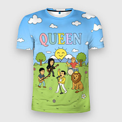 Футболка спортивная мужская Queen мультяшный стиль на поляне, цвет: 3D-принт