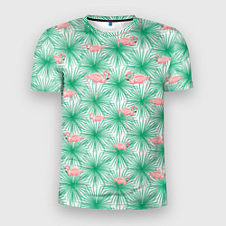Футболка спортивная мужская Фламинго и тропики, цвет: 3D-принт