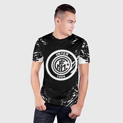 Футболка спортивная мужская Inter белые штрихи красок, цвет: 3D-принт — фото 2