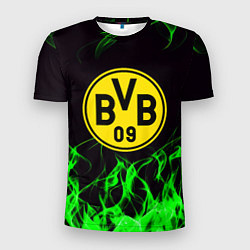 Футболка спортивная мужская Borussia зелёный огонь, цвет: 3D-принт