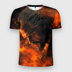 Мужская спорт-футболка Ведьмак в огне