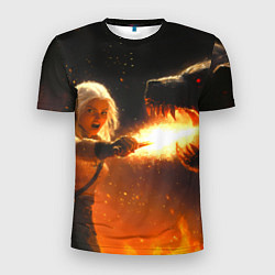 Футболка спортивная мужская Цири сражается с монстром медведем, цвет: 3D-принт