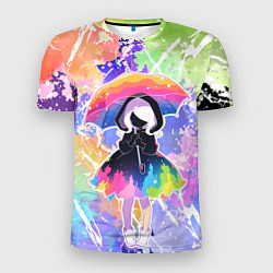 Футболка спортивная мужская Девочка под дождём арт, цвет: 3D-принт