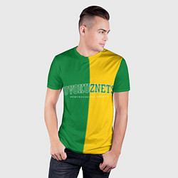 Футболка спортивная мужская Новокузнецк, зелёно-жёлтый, цвет: 3D-принт — фото 2
