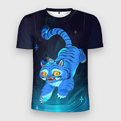 Мужская спорт-футболка Blue tiger and a six eyed magpie