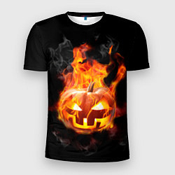 Футболка спортивная мужская Горящая тыква джек, цвет: 3D-принт