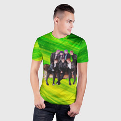 Футболка спортивная мужская BTS сидят на диване, цвет: 3D-принт — фото 2