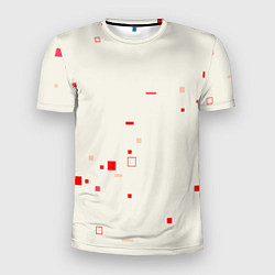 Футболка спортивная мужская Color white red shapes, цвет: 3D-принт