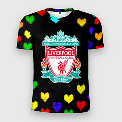 Мужская спорт-футболка Ливерпуль пиксельные сердца