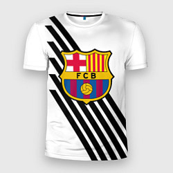 Мужская спорт-футболка Barcelona черно белые полосы