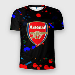 Футболка спортивная мужская Arsenal неоновые брызги красок, цвет: 3D-принт