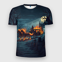 Мужская спорт-футболка Призраки в горящей конной повозке
