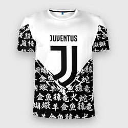 Футболка спортивная мужская Juventus символы китайские, цвет: 3D-принт