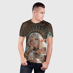 Футболка спортивная мужская Беловолосая королева эльфов на троне, цвет: 3D-принт — фото 2