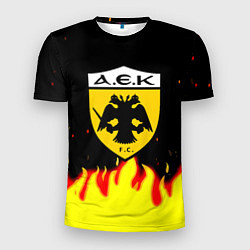 Мужская спорт-футболка AEK огненные краски