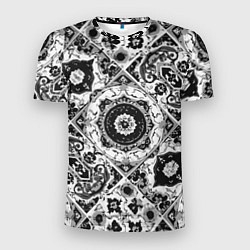 Мужская спорт-футболка Узоры калейдоскопа черно-белые