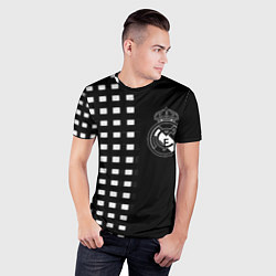 Футболка спортивная мужская Real Madrid клетка, цвет: 3D-принт — фото 2