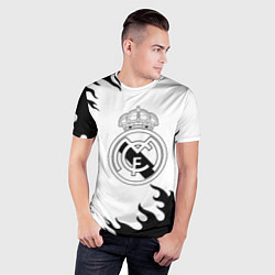 Футболка спортивная мужская Реал Мадрид черный огонь, цвет: 3D-принт — фото 2