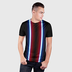 Футболка спортивная мужская Color white blue red neon, цвет: 3D-принт — фото 2