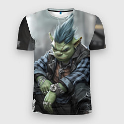 Футболка спортивная мужская Шрек панк с цепочкой, цвет: 3D-принт