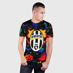 Футболка спортивная мужская Juventus хэллоуин неон, цвет: 3D-принт — фото 2