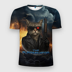 Мужская спорт-футболка The purrminator кот терминатор