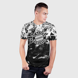 Футболка спортивная мужская Bayern Mnchen черно белая бумага, цвет: 3D-принт — фото 2