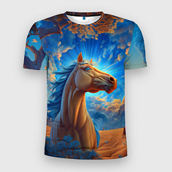 Футболка спортивная мужская Лошадь на фоне синего неба, цвет: 3D-принт