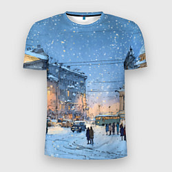 Футболка спортивная мужская Снежный новогодний Питер, цвет: 3D-принт