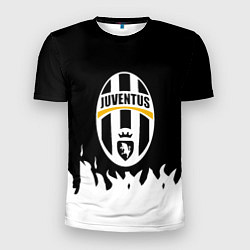 Мужская спорт-футболка Ювентус белый огонь текстура
