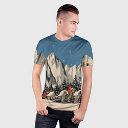 Футболка спортивная мужская Небольшой новогодний город в горах, цвет: 3D-принт — фото 2