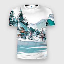 Мужская спорт-футболка Дома и елки - Новый год