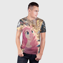 Футболка спортивная мужская Удивленная лошадка - Новый год, цвет: 3D-принт — фото 2