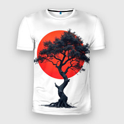 Мужская спорт-футболка Японское дерево и солнце