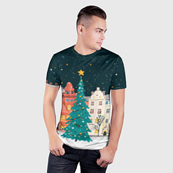 Футболка спортивная мужская Новогодняя ночь в городе, цвет: 3D-принт — фото 2