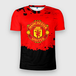 Футболка спортивная мужская Манчестер Юнайтед краски брызги, цвет: 3D-принт