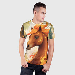 Футболка спортивная мужская Милая огненная лошадь, цвет: 3D-принт — фото 2