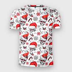 Футболка спортивная мужская Новогодние черепа, цвет: 3D-принт