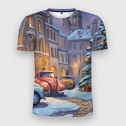 Футболка спортивная мужская Новогодний снежный двор, цвет: 3D-принт